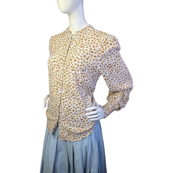 RW&CO Floral Smocked Cuff Blouse | Cottagecore Prairie Top | Medium - Picture 6 of 9